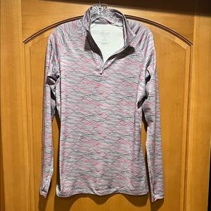 Nike Pro Combat Dri-Fit 1/4 Zip Gray and Pink -Long-Sleeved Activewear Top